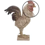 LITTON LANE Textured Beige Rooster Polystone Sculpture - Farmhouse Style Statuary thumbnail 3