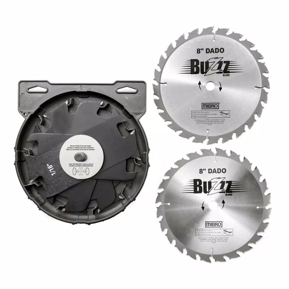 MIBRO 8 in. Carbide Stacking Dado Blade Set, 14-Piece Kit for Smooth Grooves and Rabbets