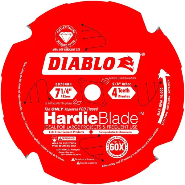 Diablo 7-1/4 in. 4-Tooth Polycrystalline Diamond (PCD) Tipped Fiber Cement Saw Blade
