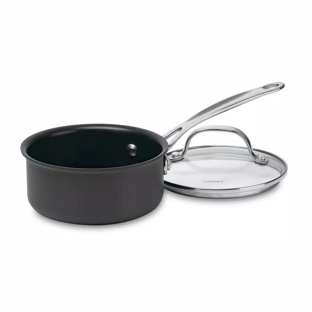 Cuisinart Chef's Classic 1 Qt. Hard-Anodized Nonstick Saute Pan with Glass Lid, Black