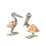 Two's Company Silver-Plated Resin Pelican Sculptures with Cymbiola Nobilis Shells - Set of 2 thumbnail 1