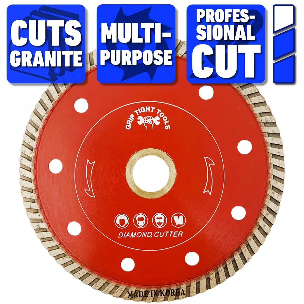 GRIP TIGHT TOOLS 4.5 in. Professional Turbo Cut Diamond Blade for Granite, Marble, Concrete & Stone (3-Pack)