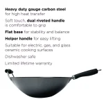Ecolution Hong Kong Chopstick House 14-inch Carbon Steel Wok with Nonstick Coating and Helper Handle thumbnail 3