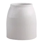 Home Essentials 7 in. Striped Embossed Ceramic Utensil Crock - White Stoneware Tool Holder thumbnail 1
