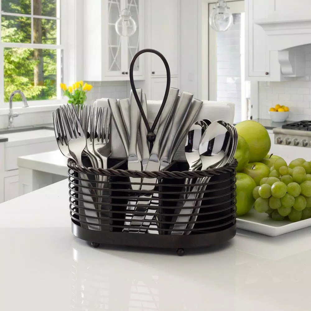 Gourmet Basics by Mikasa Mikasa Gourmet Basics 10 in. Wrought Iron Rope Napkin and Flatware Caddy