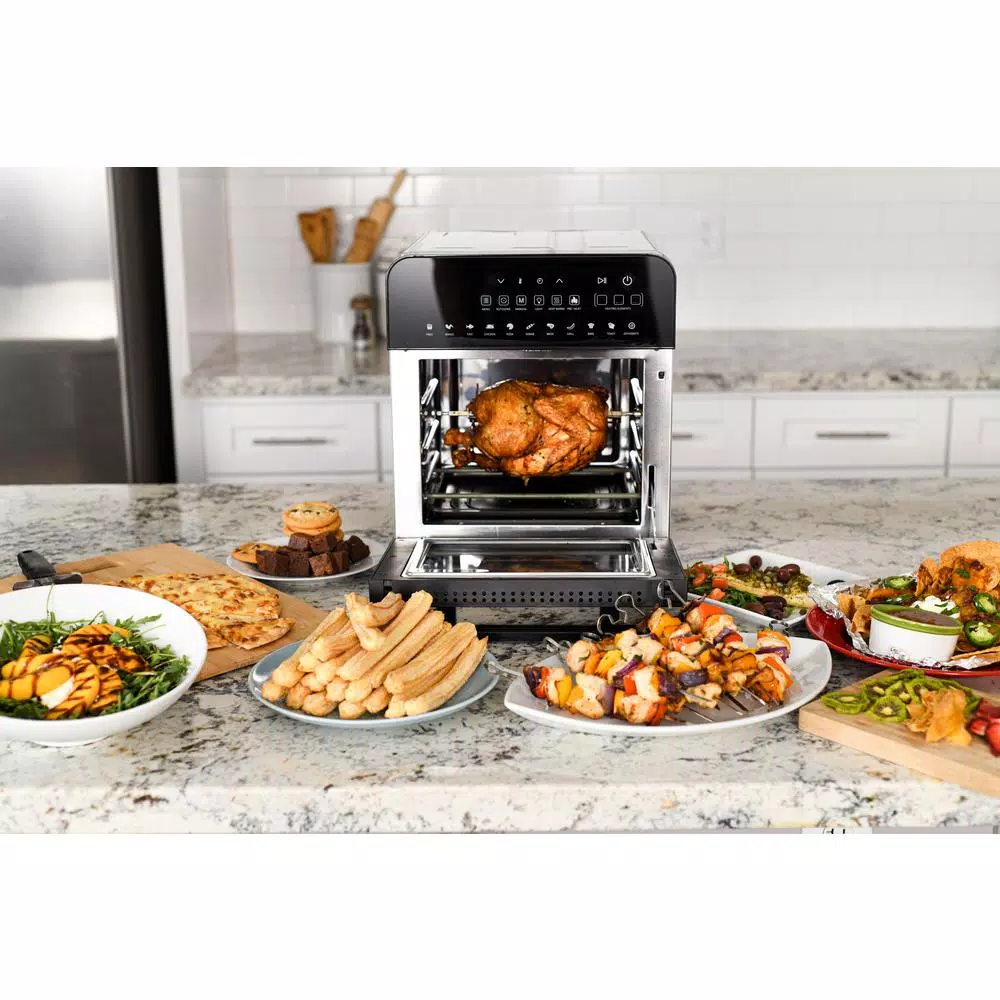GoWISE USA GoWISE 1700W Ultimate Air Fryer Oven Grill with Dual Heating, Rotisserie & Dehydrator, 14.7 qt, Stainless Steel