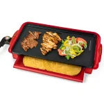 Taco Tuesday 200 sq. in. Red Fiesta Electric Griddle with Warming Drawer and Non-Stick Surface thumbnail 4