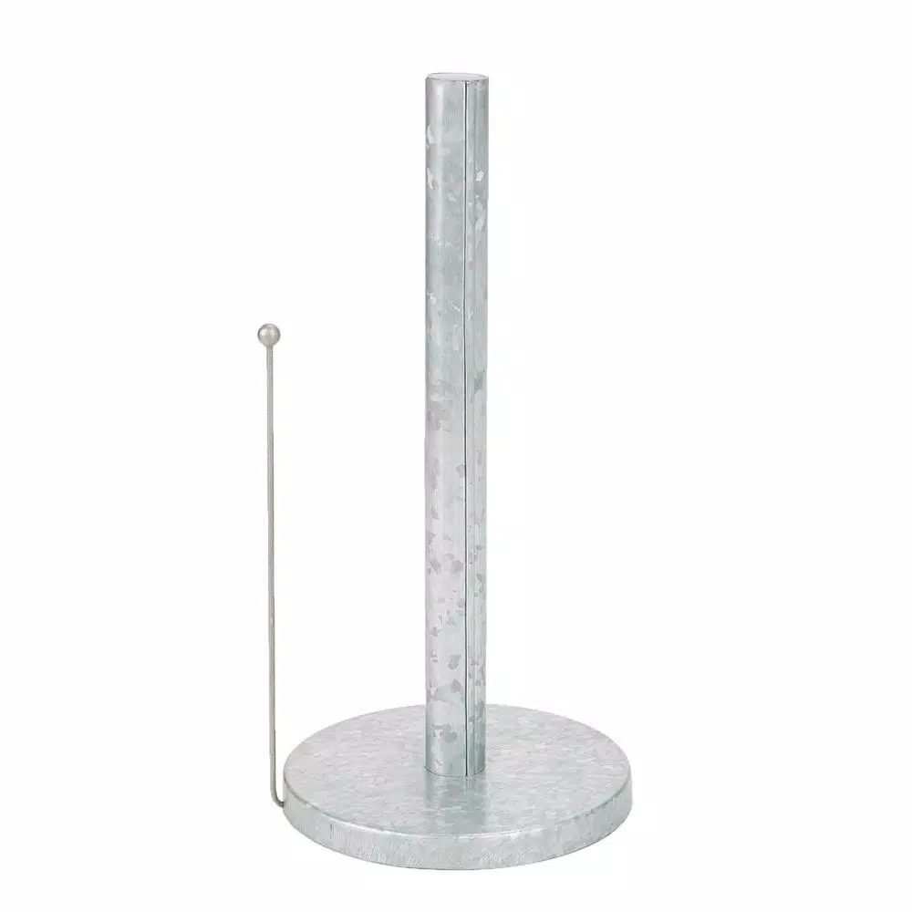 Mind Reader Silver Galvanized Steel Freestanding Paper Towel Holder - Multi-Purpose Countertop Stand