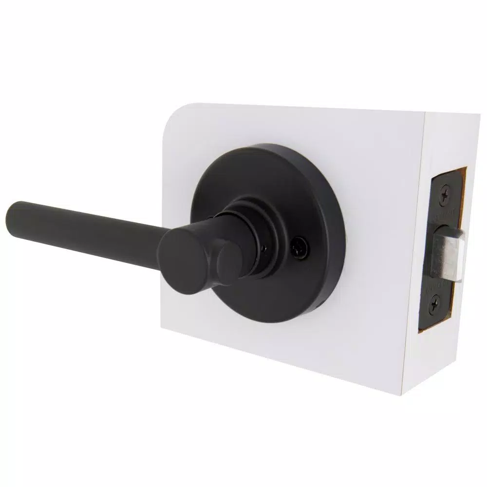 Defiant Highland Matte Black Passage Door Lever with Round Rose