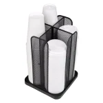 Mind Reader Rotating Cup and Lid Carousel Organizer, Black Metal Mesh Dispenser thumbnail 4