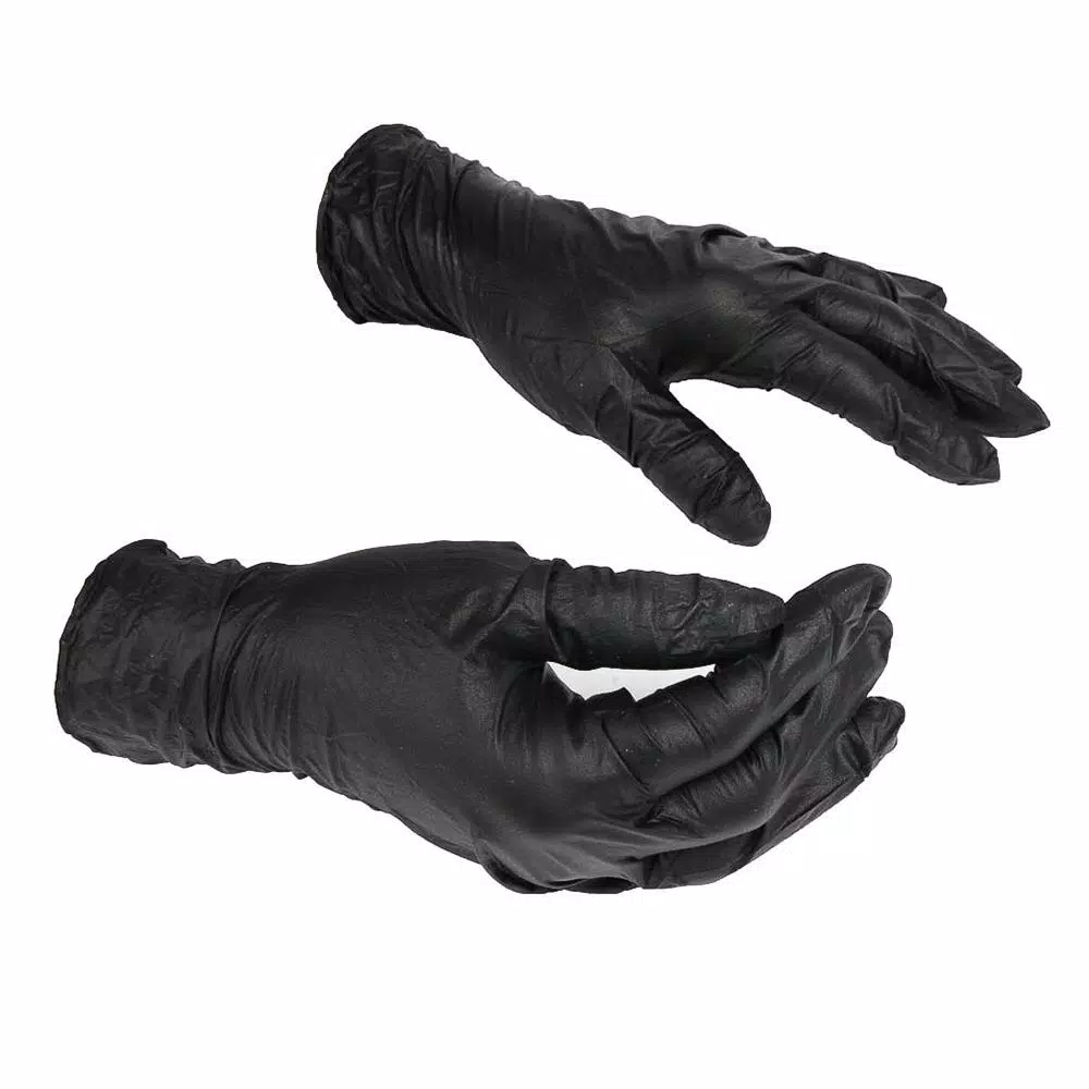 Forney Black Nitrile Disposable Gloves, 5-Mil, Large (50-Pack)