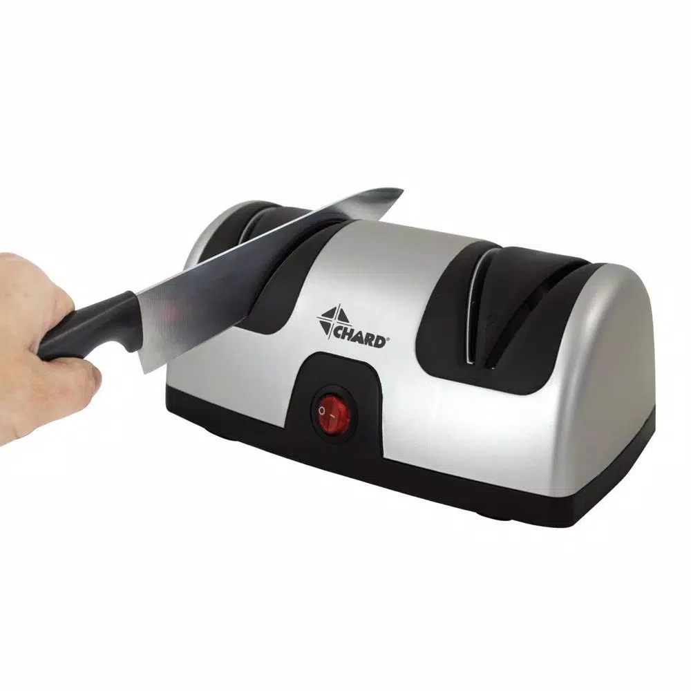 Chard 2-Step Electric Knife Sharpener, Silver/Black