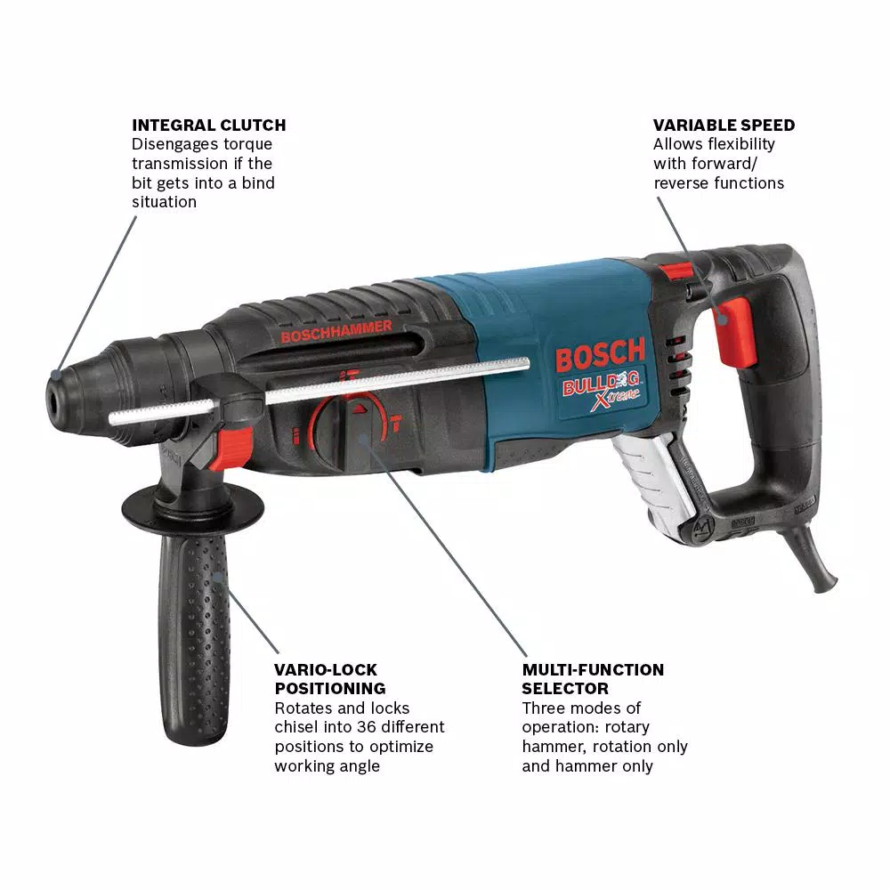 Bosch Bulldog Xtreme 8 Amp SDS-Plus Corded Rotary Hammer Drill & 4.5 in. Angle Grinder Combo Kit