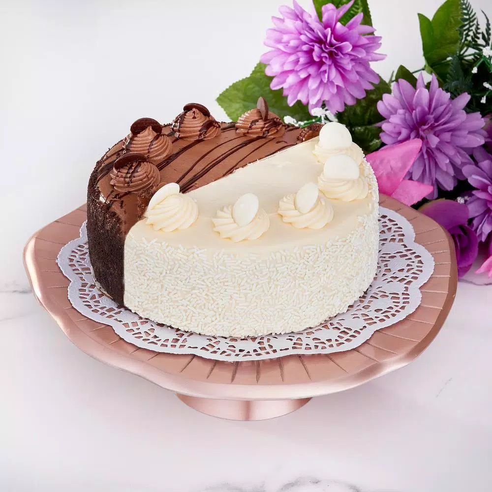 Old Dutch Rose Gold Lily Pad Cake Stand, 12.5 in. Diameter Aluminum Dessert Display