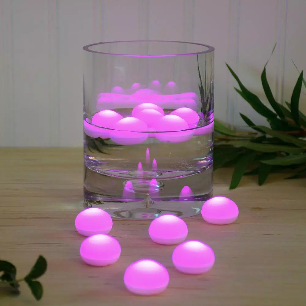 LUMABASE Pink Floating Blimp LED Lights, Waterproof Battery Operated Decorative Lights (12-Count)