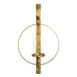 Kate and Laurel Doria Gold Metal Candle Sconce - Glamorous Round Wall Decor with Glass Pillar thumbnail 2