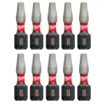 Milwaukee SHOCKWAVE #2 Square Recess 1 in. Impact Rated Steel Driver Bits (10-Pack) thumbnail 1