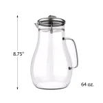 Classic Cuisine 64 oz. Borosilicate Glass Pitcher with Stainless-Steel Filter Lid thumbnail 3