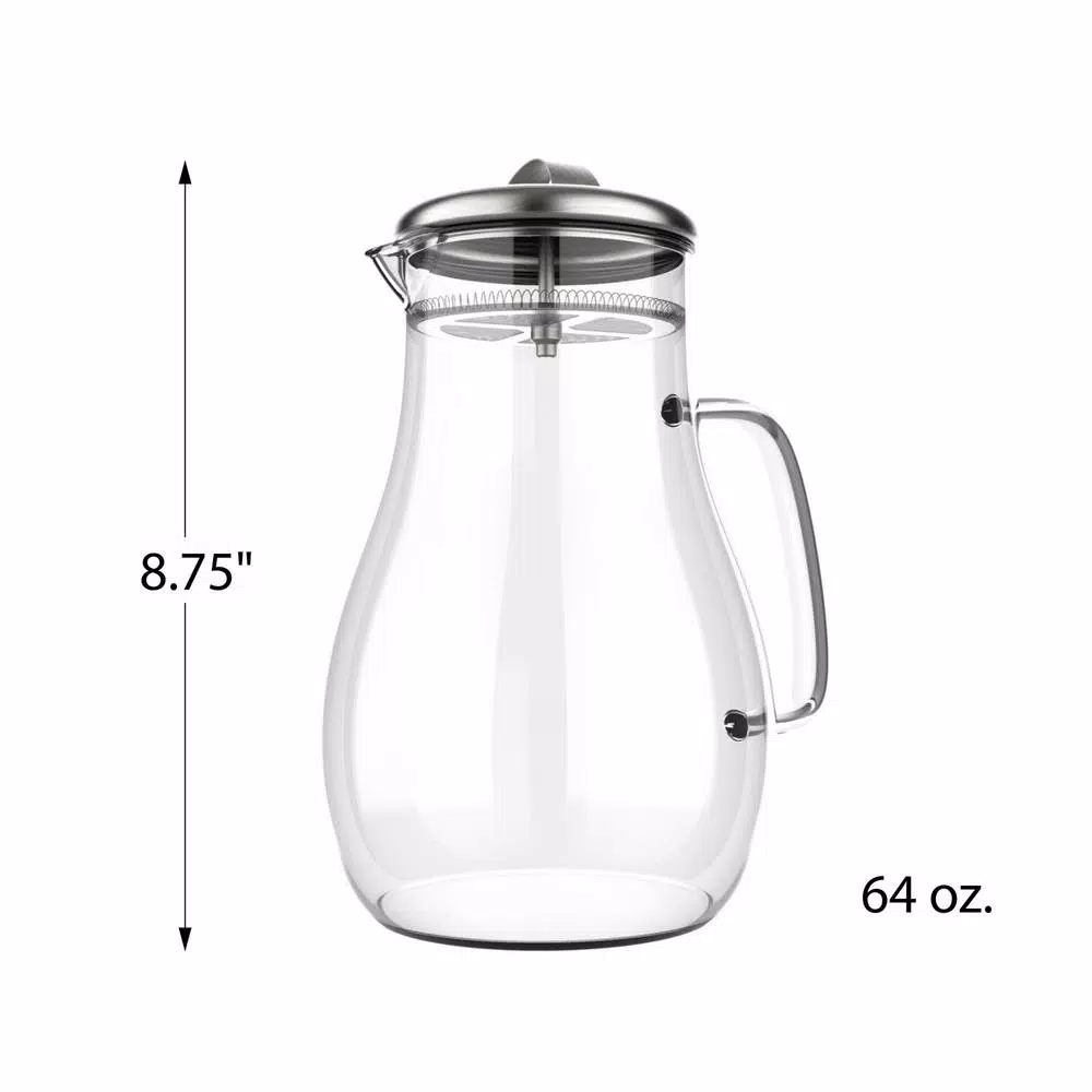 Classic Cuisine 64 oz. Borosilicate Glass Pitcher with Stainless-Steel Filter Lid