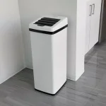 iTouchless 14 Gal. White Stainless Steel Touchless Motion Sensing Trash Can with Space-Saving Sliding Lid thumbnail 4