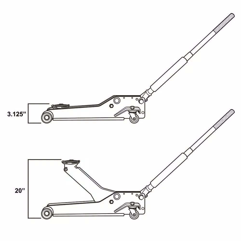 Husky 3-Ton Low Profile Floor Jack with Quick Lift and Dual Pump Design