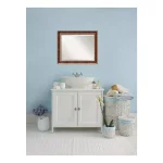 Amanti Art Manhattan 33.5 in. W x 27.5 in. H Rectangular Beveled Edge Wood Bathroom Vanity Mirror, Burnished Bronze thumbnail 5