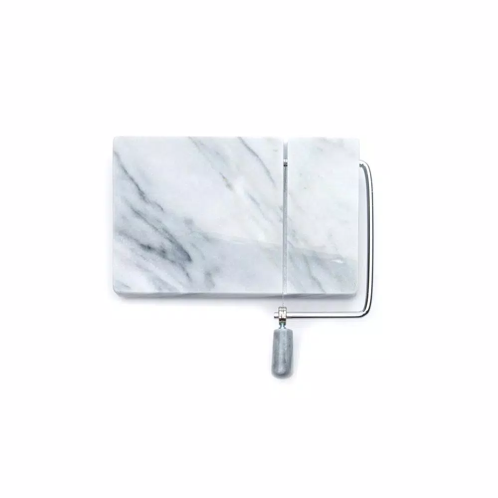 Fox Run White Marble Cheese Slicer Board with Stainless Steel Wire and 2 Replacement Wires