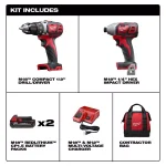 Milwaukee M18 18V Lithium-Ion Cordless Drill Driver and Impact Driver 2-Tool Combo Kit thumbnail 2