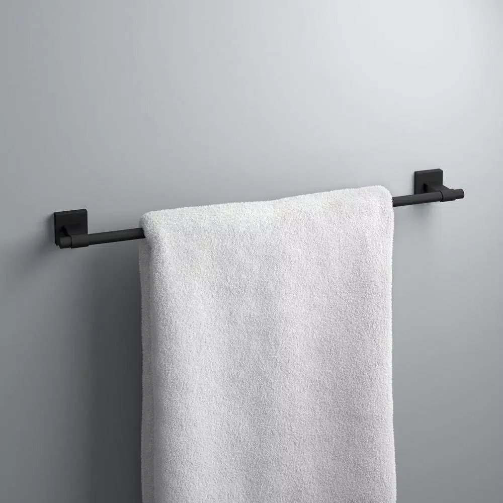 Franklin Brass Maxted 24 in. Single Towel Bar, Matte Black Modern Wall Mounted Bathroom Hardware