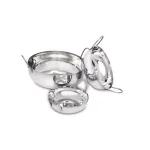 Unbranded 3-Piece Stainless Steel Balti Pan Set, 3 Sizes (3.25 Qt., 1.25 Qt., 0.50 Qt.) thumbnail 6