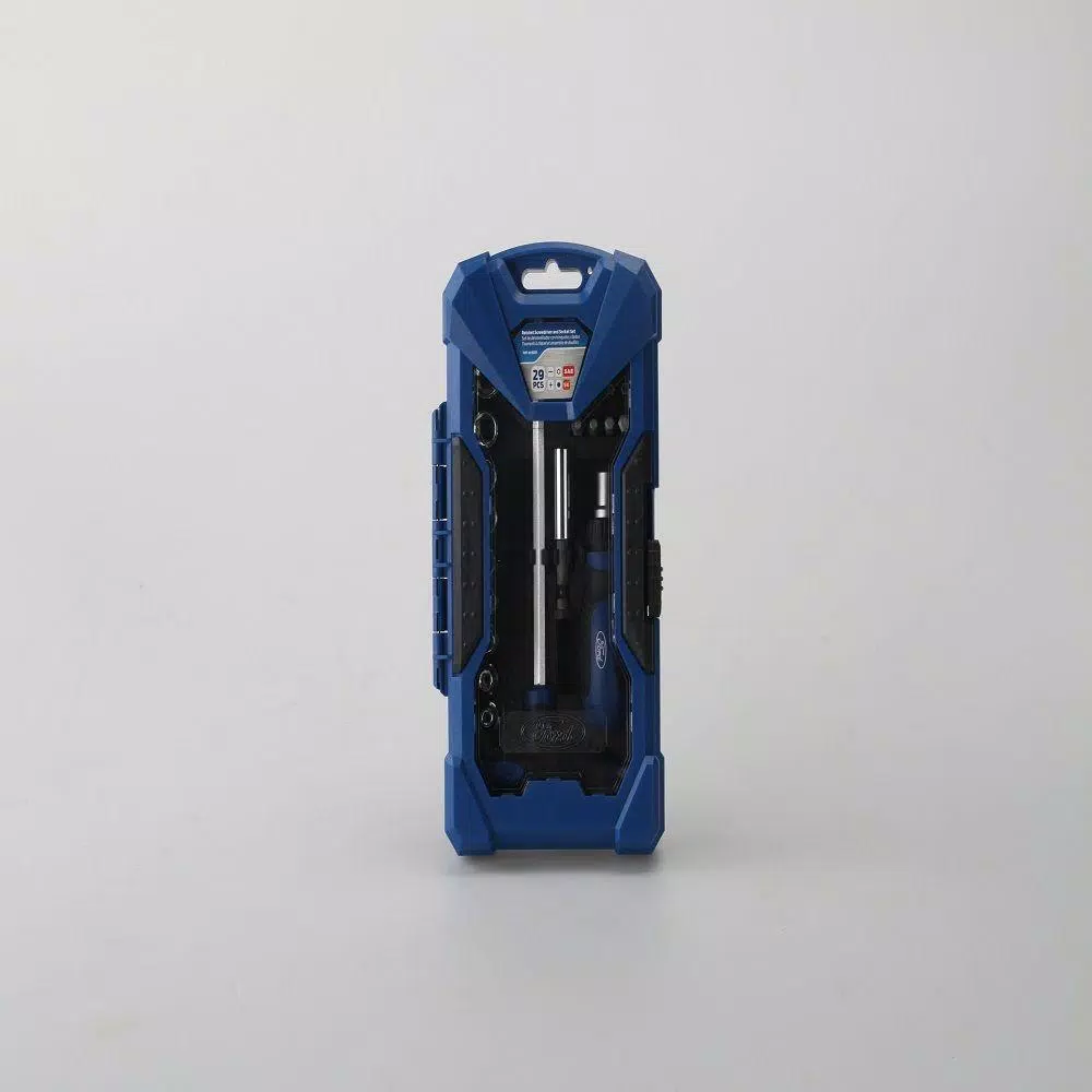 Unbranded 29-Piece Ratcheting Screwdriver and Socket Set with Shock Resistant Case