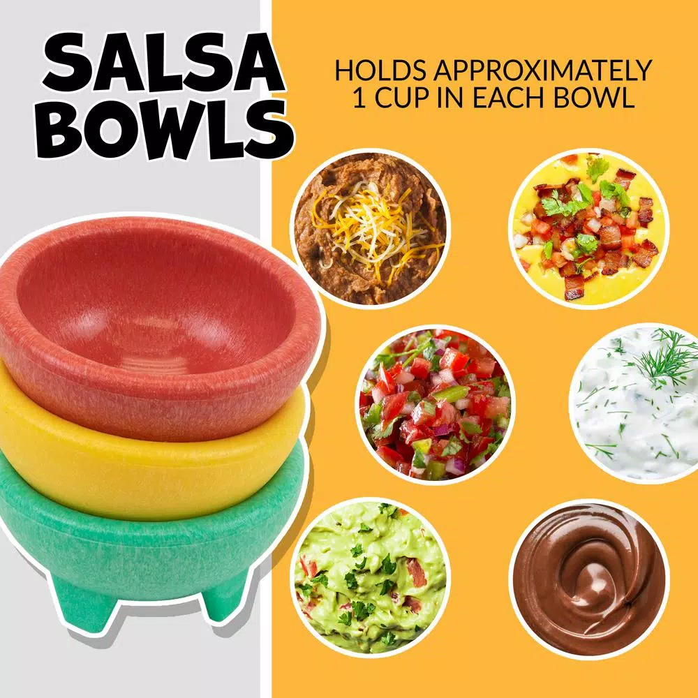 TACO TUESDAY 9-Piece Stainless Steel and Plastic Taco Kit with Tortilla Warmer, Salsa Bowls, Taco Holders, and Mortar and Pestle