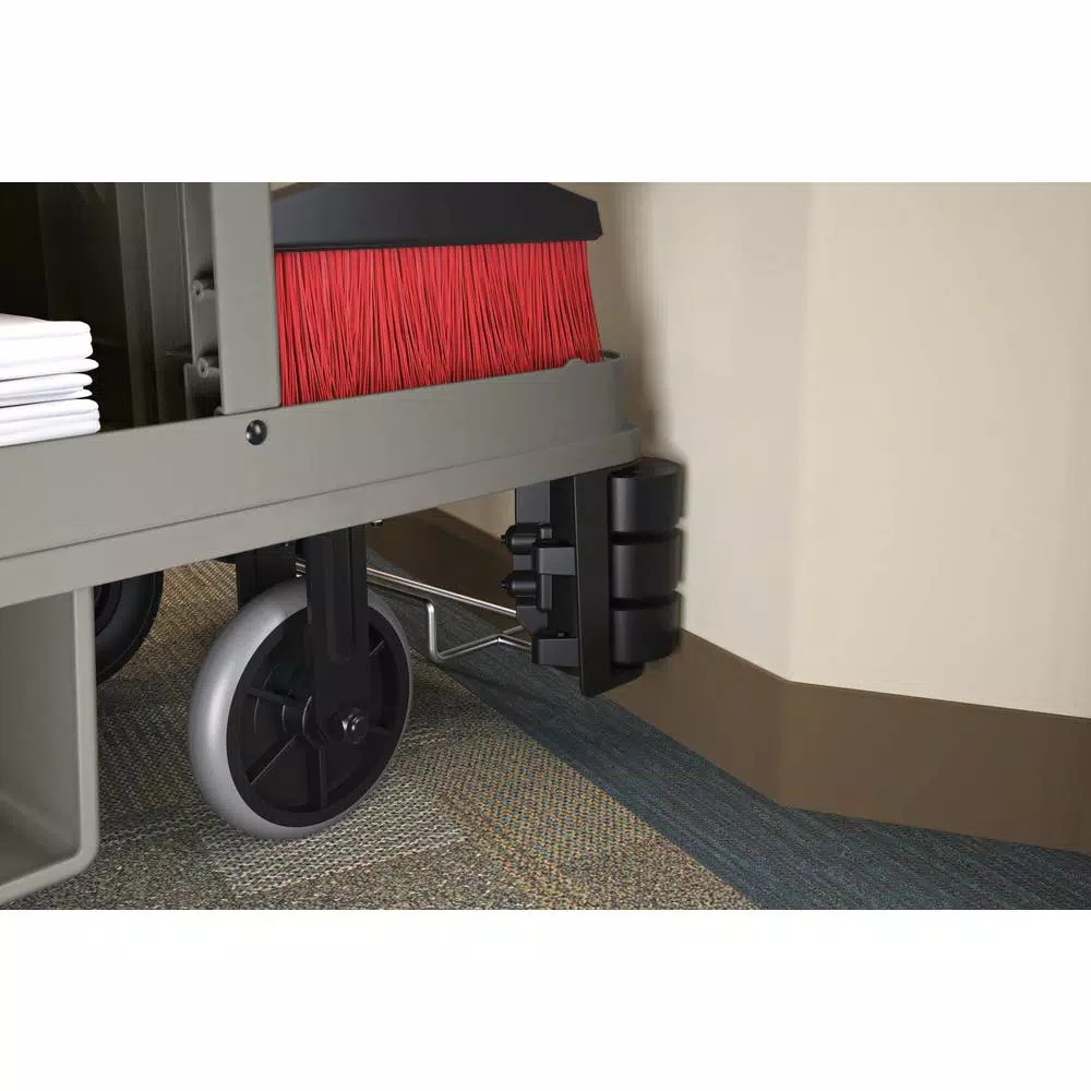 Suncast Commercial Housekeeping Plastic Cleaning Cart with Laundry Bag and Tool Storage