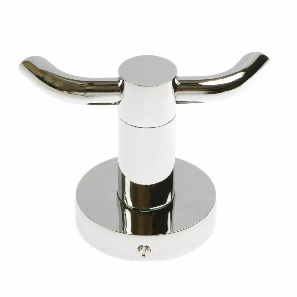 Italia Venezia Double Robe Hook in Polished Chrome, Solid Stainless Steel