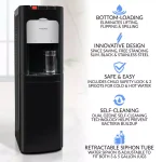 Igloo Bottom Loading Water Dispenser with Ozone Self-Cleaning, Hot & Cold, Black/Stainless Steel thumbnail 3