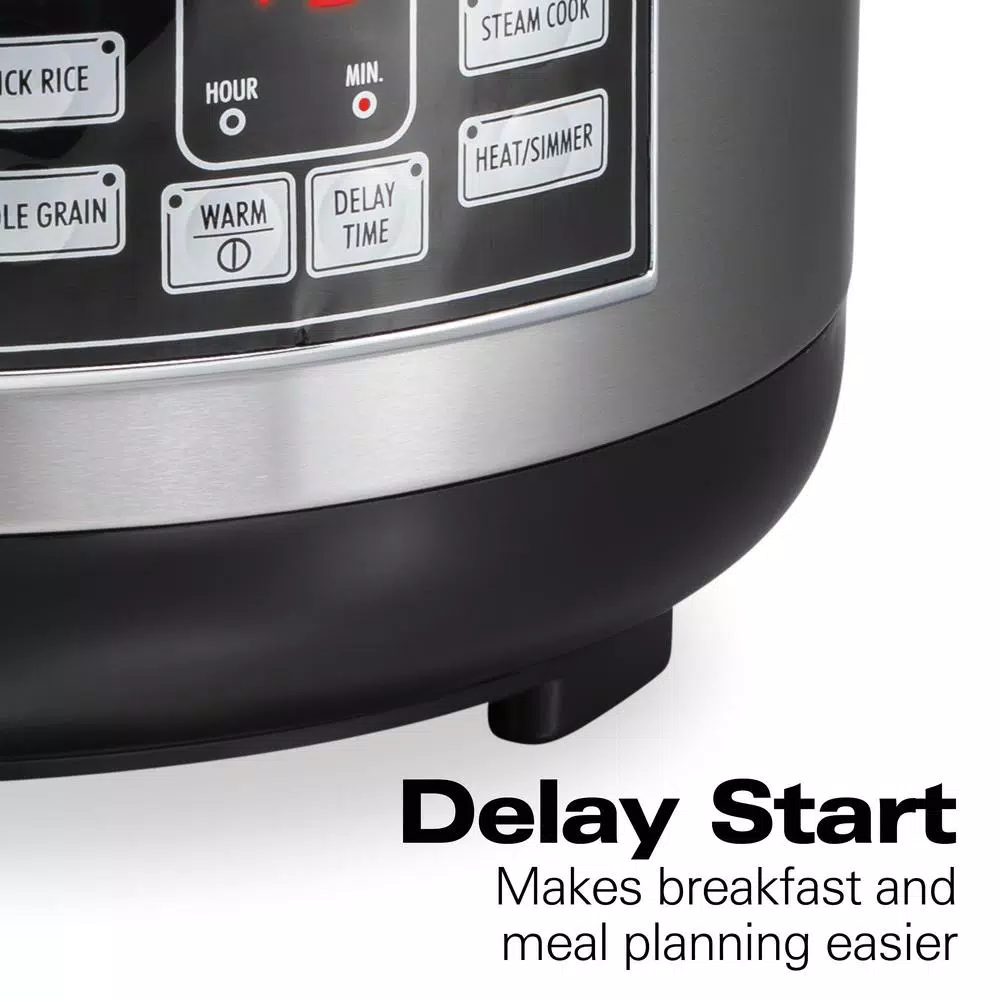 Hamilton Beach 20-Cup Stainless Steel Rice and Hot Cereal Cooker with Rice Rinser and Steam Basket