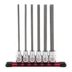 SUNEX TOOLS Sunex 6-Piece 3/8 in. Drive SAE Chrome Long Hex Bit Socket Set with Rail thumbnail 1