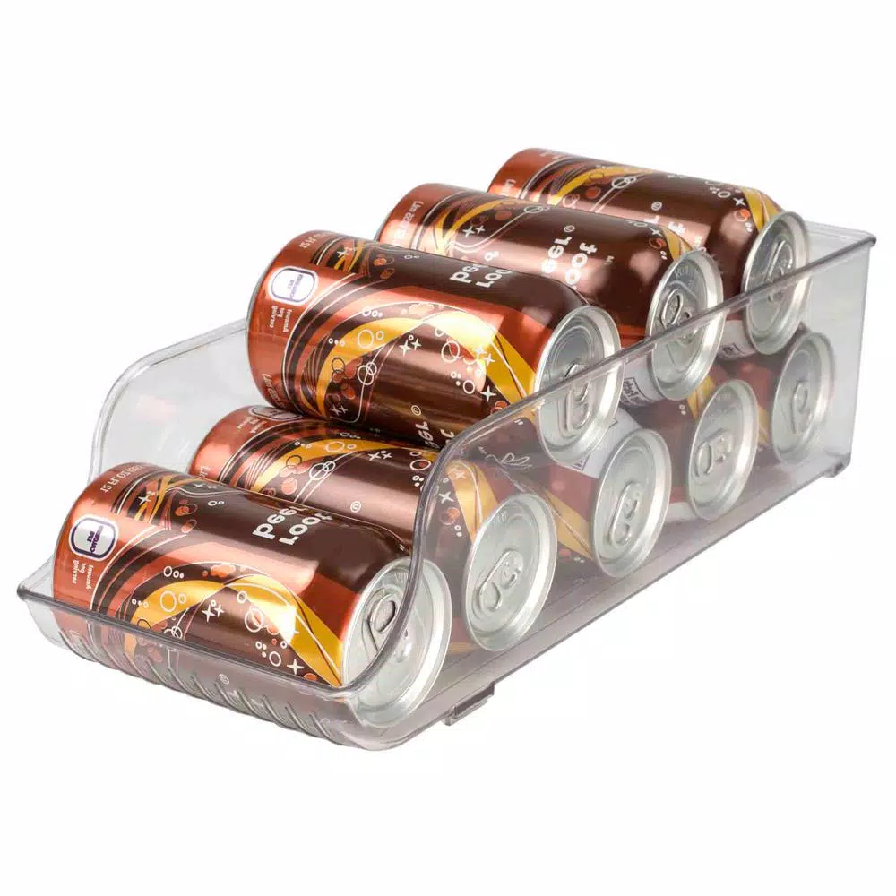 Home Basics Clear Plastic Soda Can Holder - 8 Can Capacity Refrigerator Organizer