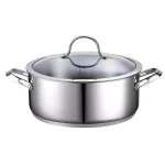 Cooks Standard 7 Qt. Stainless Steel Round Dutch Oven with Tempered Glass Lid thumbnail 1