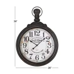 LITTON LANE 39 in. Vintage Wood Wall Clock with Ebony Finish and Distressed White Dial thumbnail 4