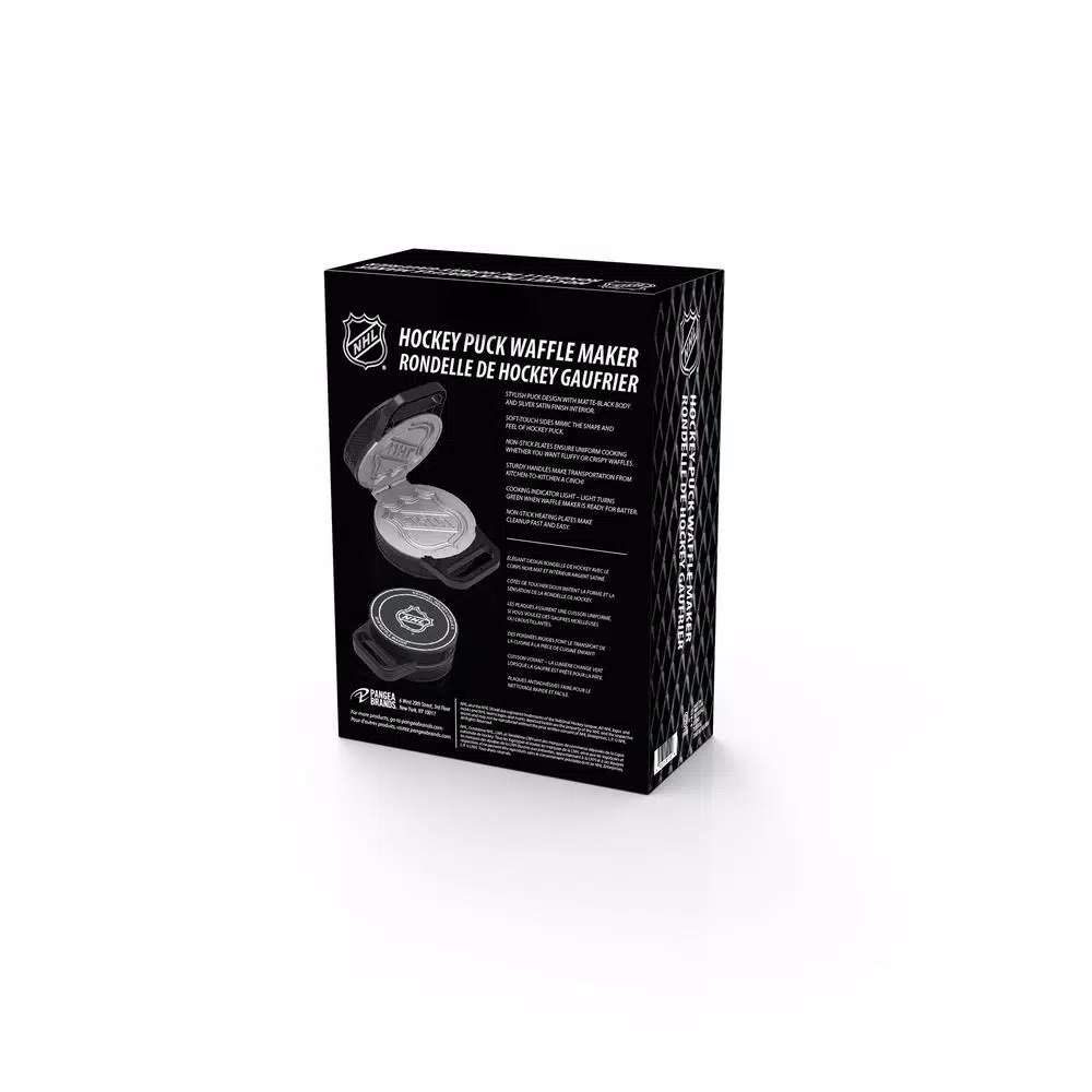 Pangea Brands NHL Hockey Puck Waffle Maker, Black Electric Grille