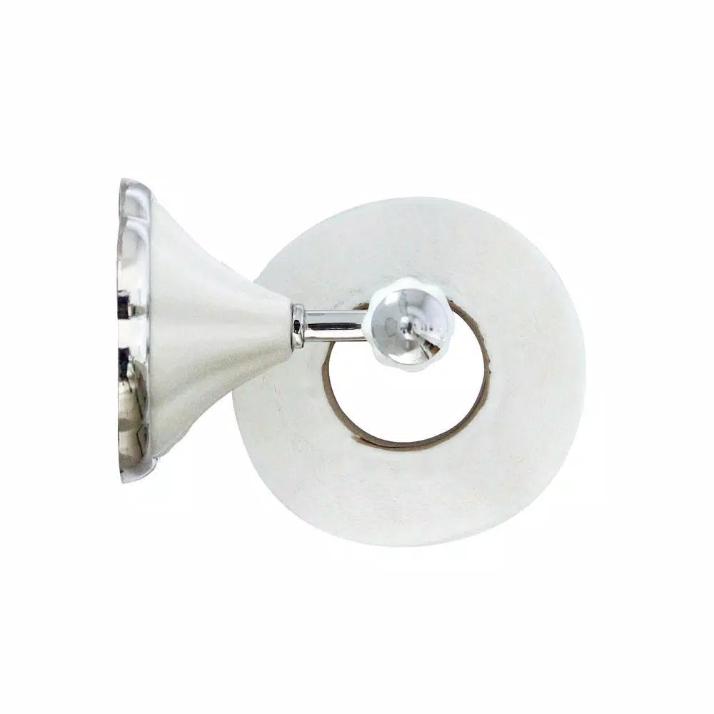 MODONA Flora Toilet Paper Holder, White Porcelain and Polished Chrome Stainless Steel Roller