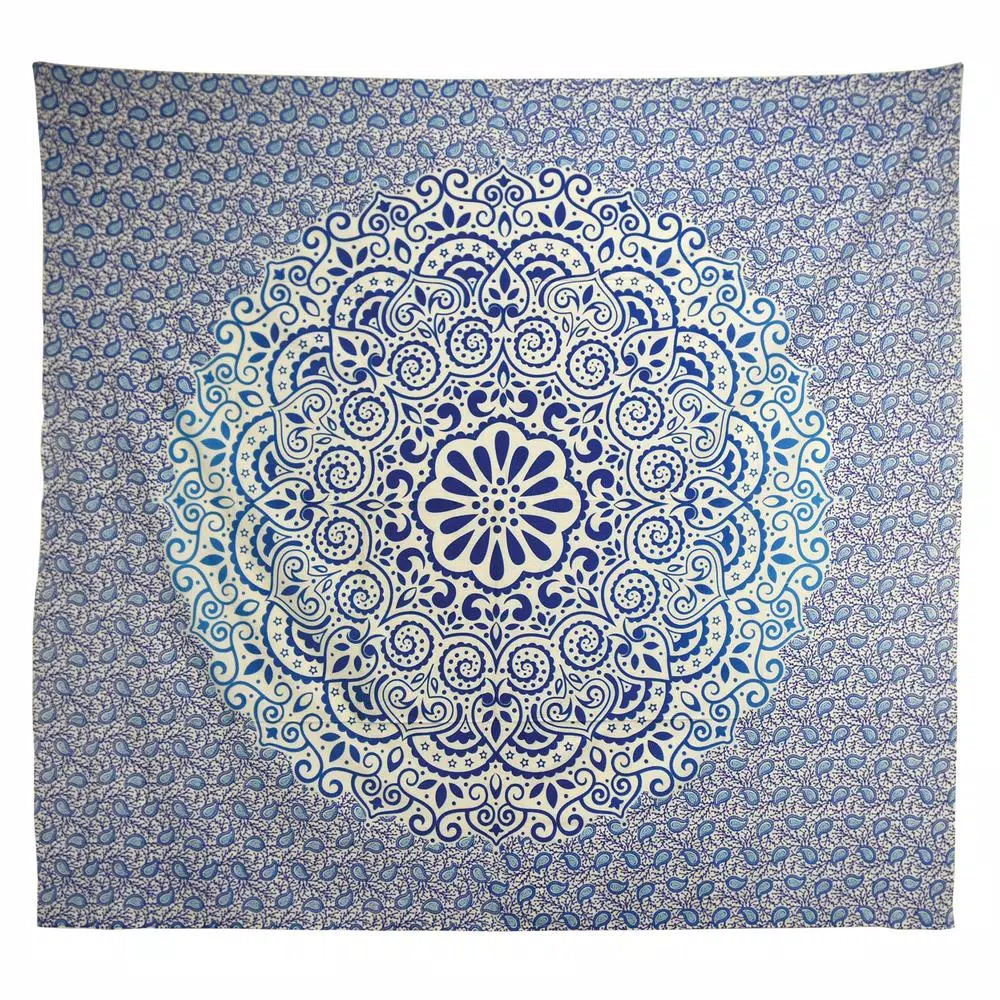 WallPops Zahra Purple Floral Medallion Wall Tapestry - Bohemian Cotton Wall Hanging