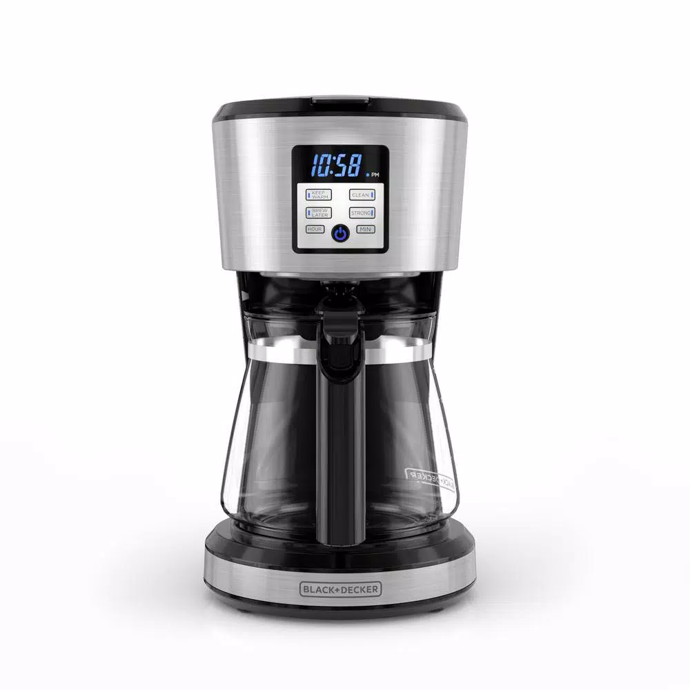 BLACK+DECKER 12-Cup Silver Accents Programmable Drip Coffee Maker with Vortex Technology