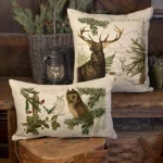 Heritage Lace Lodge Hollow Natural Elk Animal Print Rustic Throw Pillow, 18 x 18 in. thumbnail 3