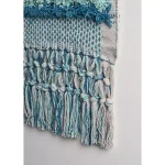 LR Home Coast Gray & Teal Fringed Tufted Cotton Wall Tapestry - Bohemian Coastal Wall Hanging thumbnail 6