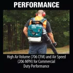 Makita EB7660WH 75.6cc MM4 4-Stroke Commercial Backpack Blower, 206 MPH, 706 CFM thumbnail 7