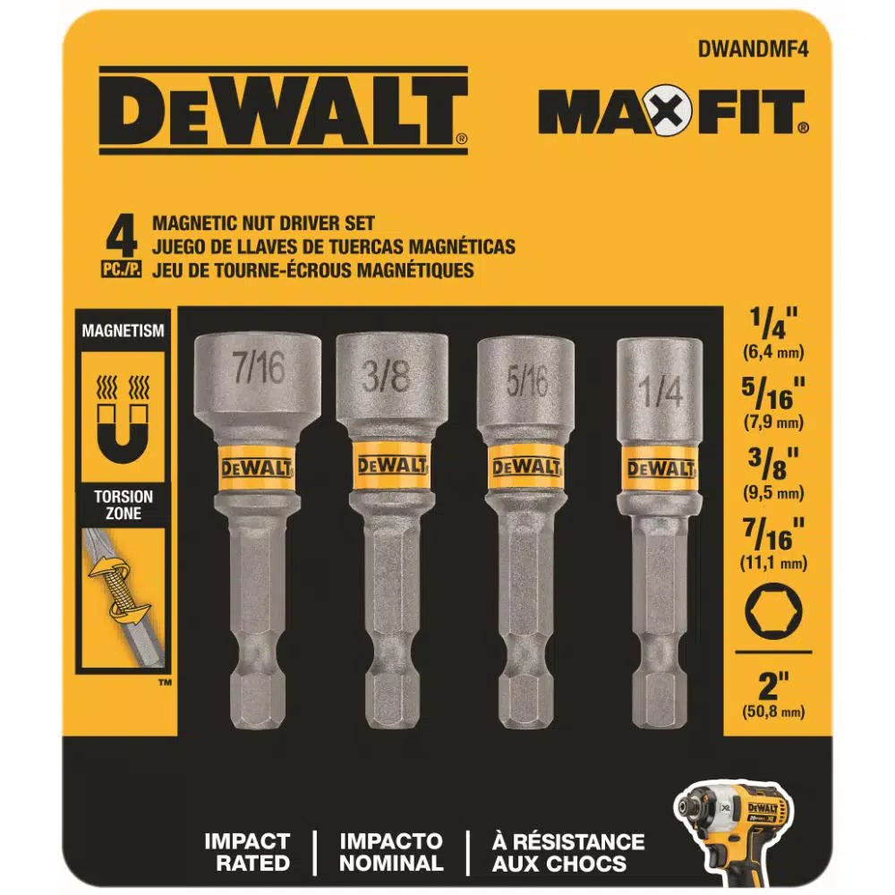 DEWALT MAXFIT 2 in. Magnetic Nut Driver Set, 4-Piece Impact Rated