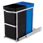 simplehuman 35-Liter Commercial-Grade Under-Counter Pull-Out Dual Recycling Trash Can, Stainless Steel thumbnail 4