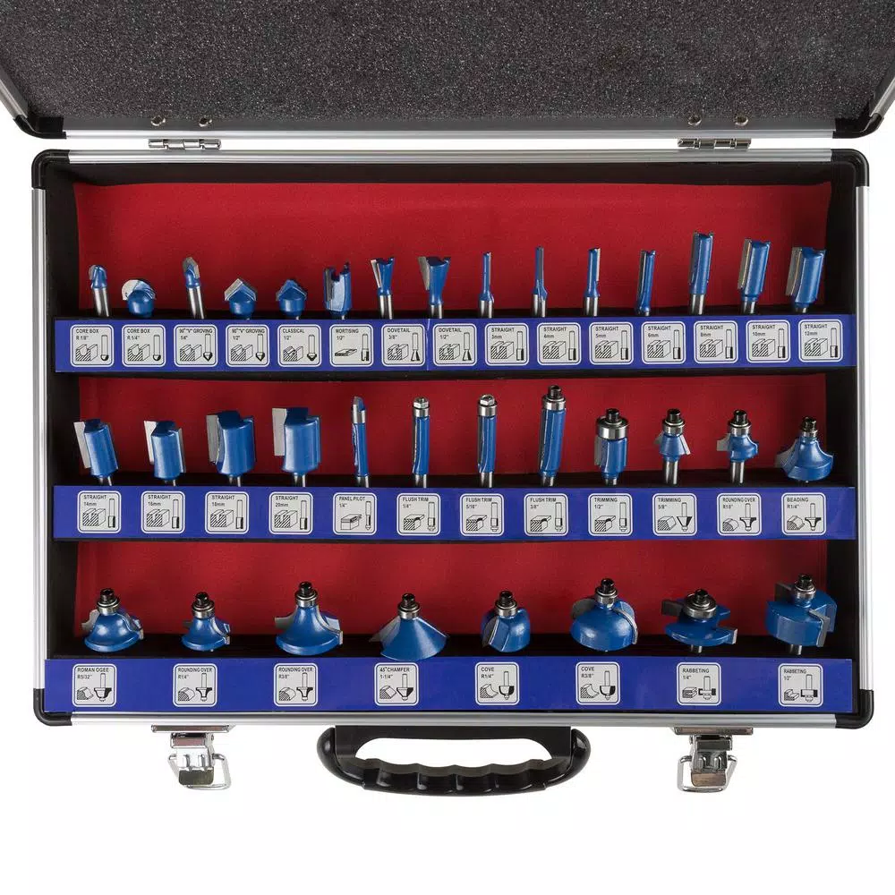 Stalwart 35-Piece Carbide Tipped Router Bit Set with Aluminum Carrying Case